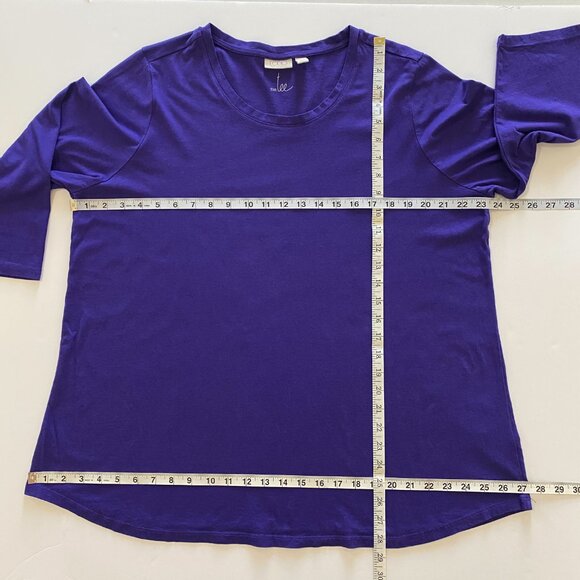 LOGO 1X Purple Cotton Modal 3/4 length sleeve Top - Picture 3 of 11